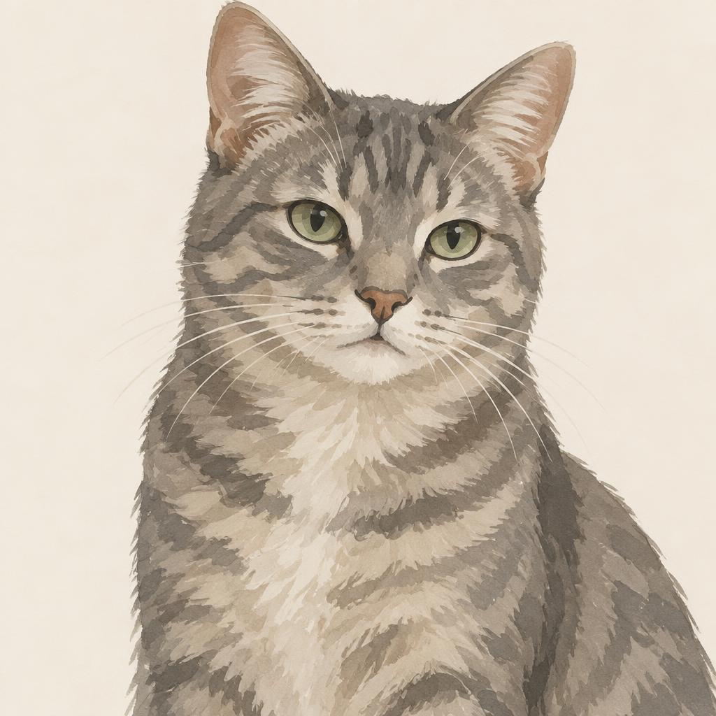 Before: original photograph of a grey tabby cat